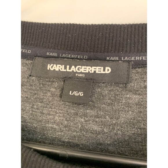 Karl Lagerfeld Paris Plaid Wool Crewneck Sweater L/G With Zip Pocket RF10607 - Picture 6 of 13